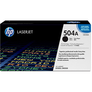 HP CE250A 504A Black Print Cartridge with ColorSphere Toner (5,000 Pages)